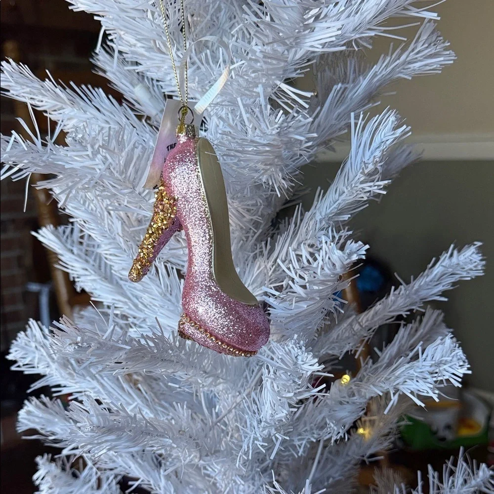 Glittery Pink and Gold Fashion High Heel Ornament NEW